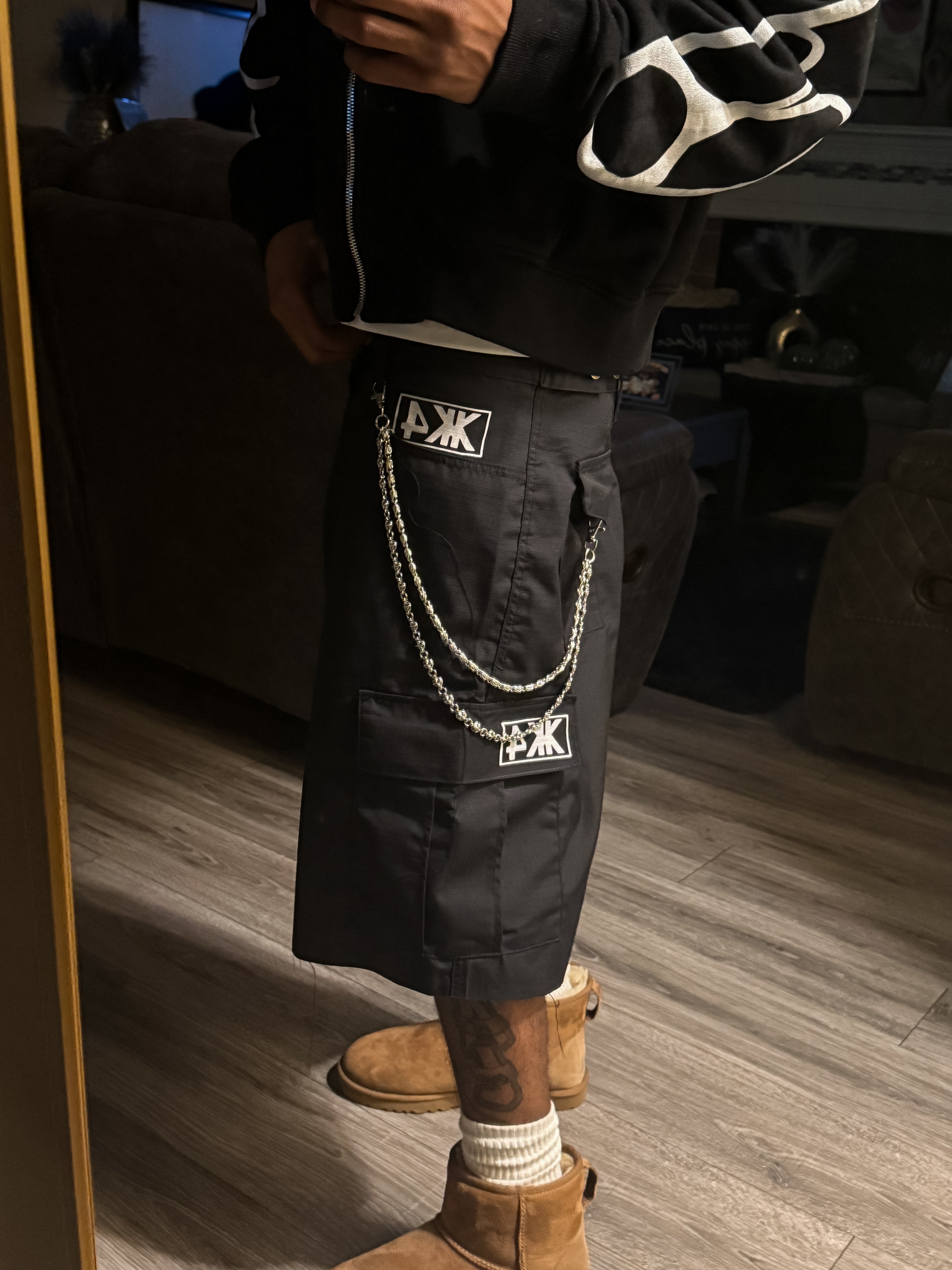 Black cargo shorts